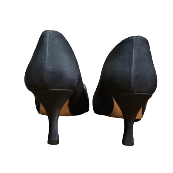 Enzo Angiolini Black Floral Embroidered 3in Slip-on Heels Size 8 - Picture 5 of 10